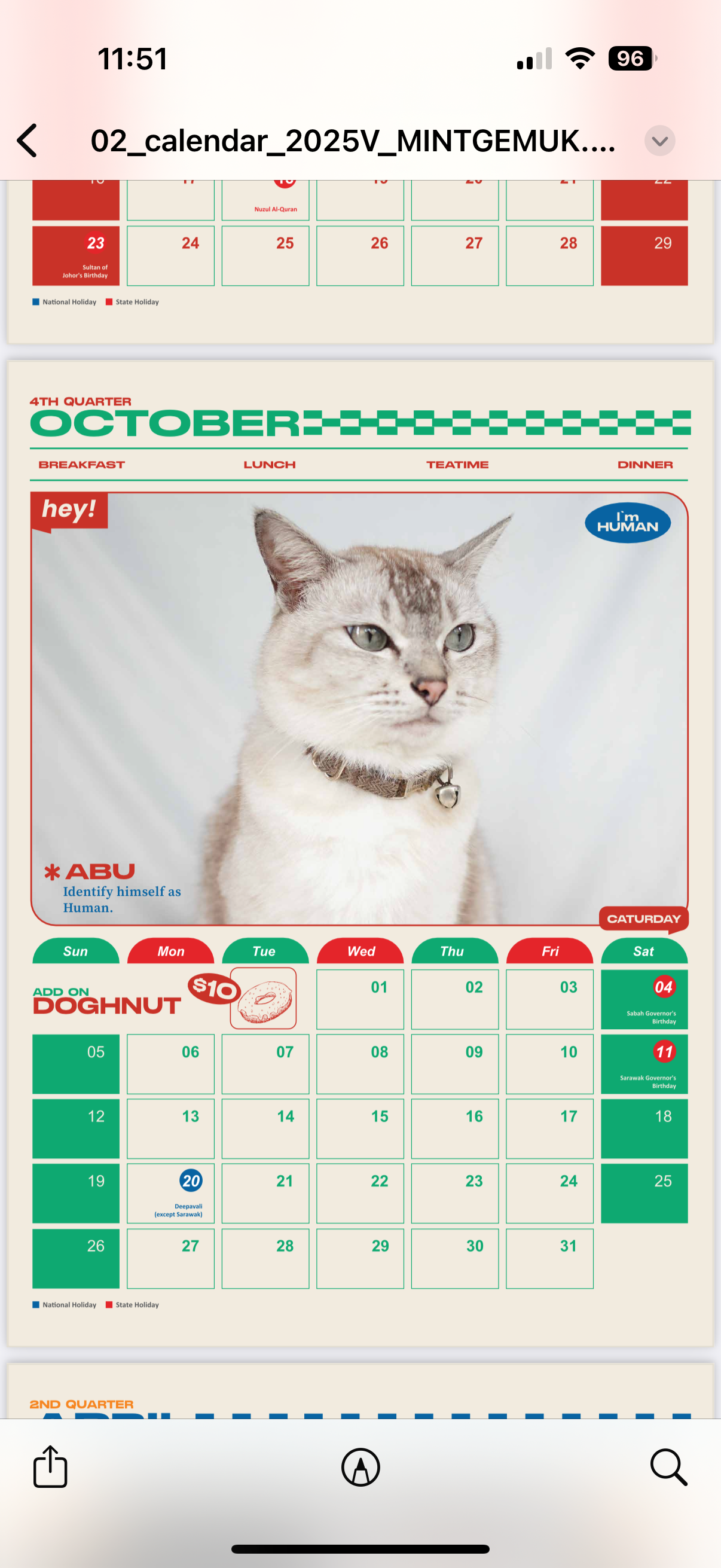 Mint Gemuk 2025 Calendar