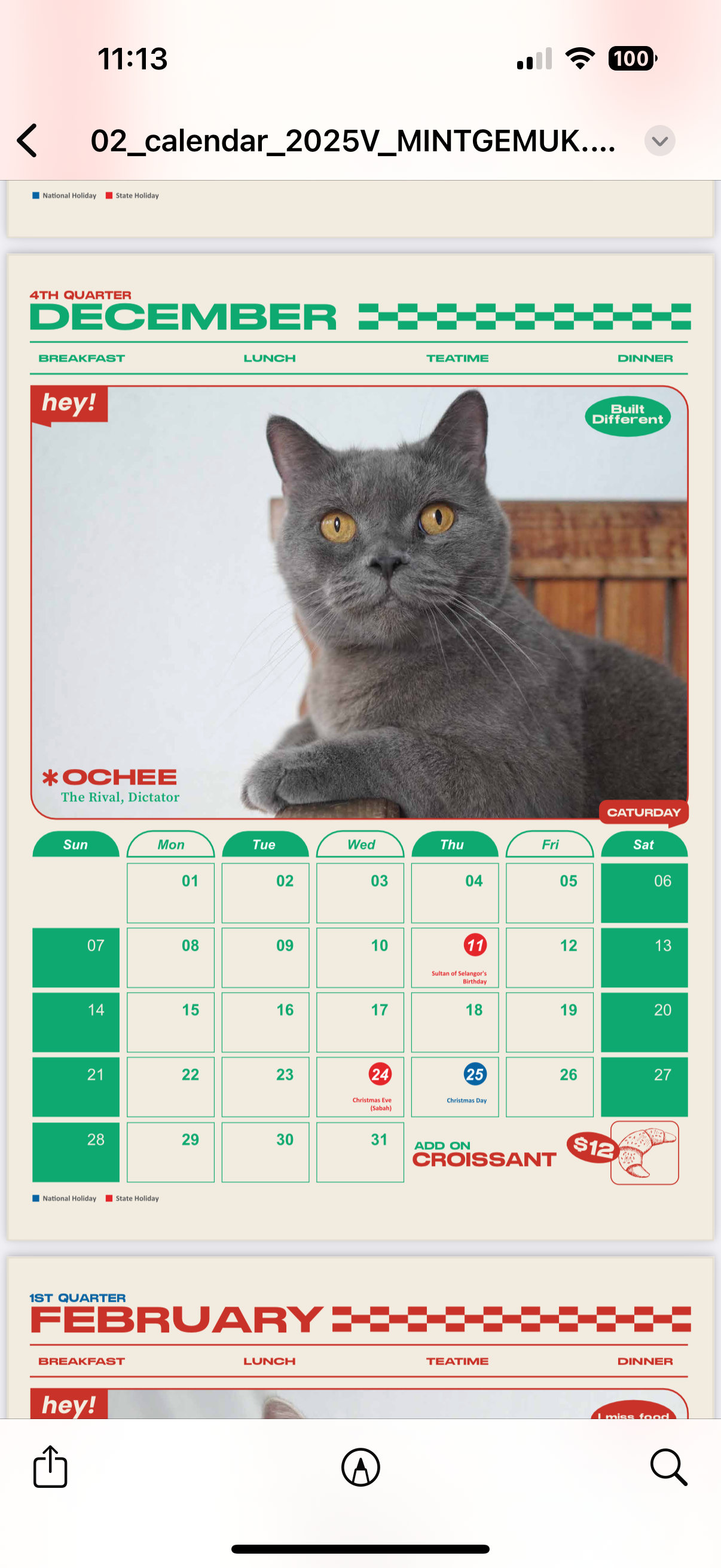 Mint Gemuk 2025 Calendar